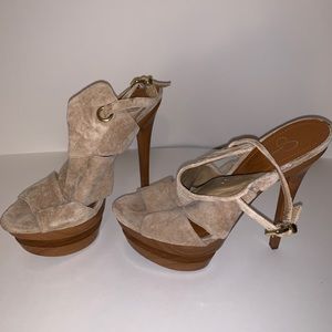 Jessica Simpson Suede & Wood Platform Heel